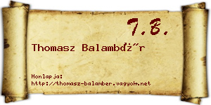 Thomasz Balambér névjegykártya